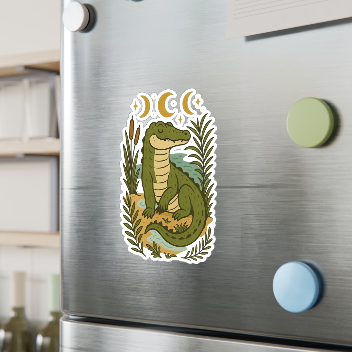 Charming Alligator Kiss-Cut Vinyl Decals, Aesthetic Stickers for Decorating Laptops, Water Bottles, Journals, and More