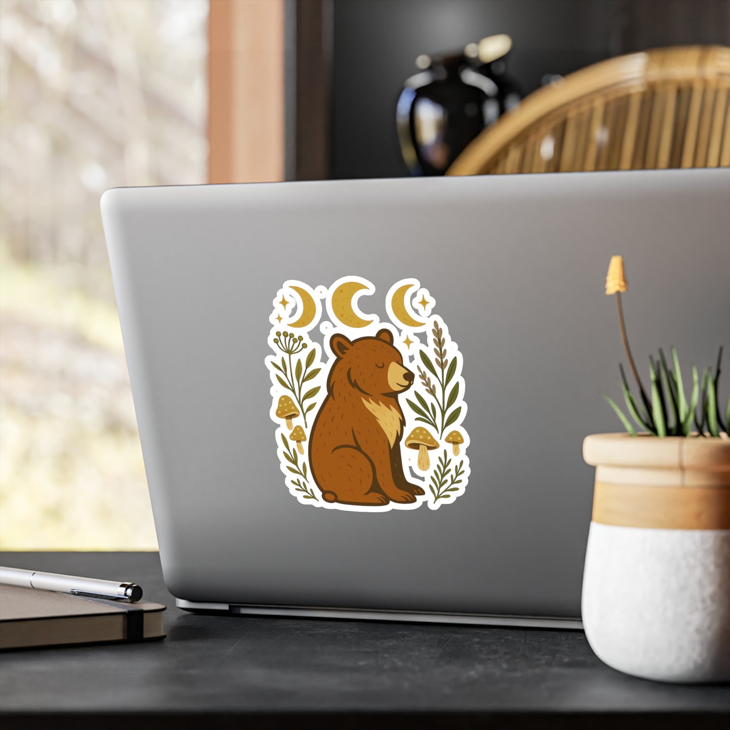 Nature-Inspired Spirit Bear Vinyl Decals | Cozy Home Decor, Laptop Stickers, Gift for Wilderness Lovers, Boho Style, Forest Aesthetic