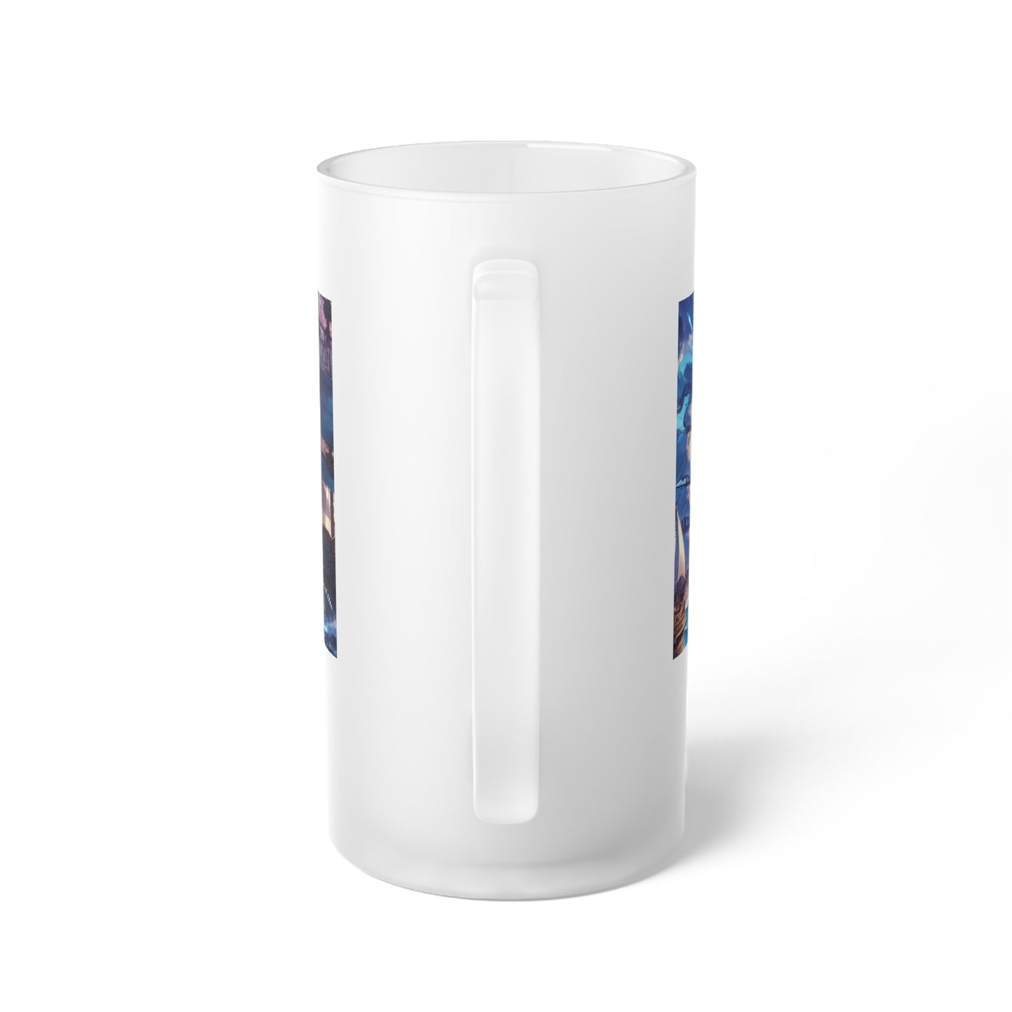Sun Veiled Pirates Frosted Glass Beer Mug 16oz
