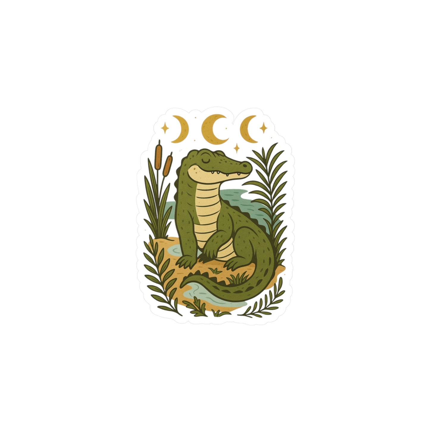 Charming Alligator Kiss-Cut Vinyl Decals, Aesthetic Stickers for Decorating Laptops, Water Bottles, Journals, and More