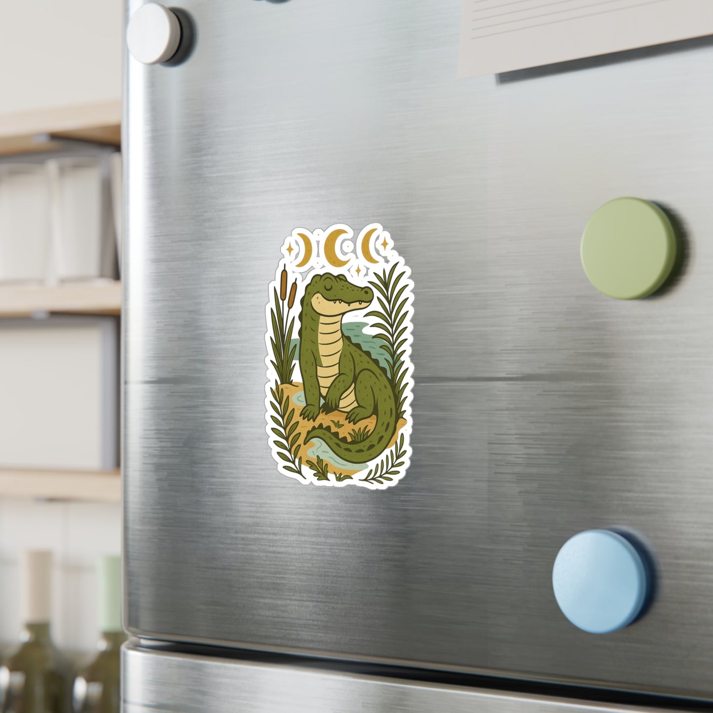 Charming Alligator Kiss-Cut Vinyl Decals, Aesthetic Stickers for Decorating Laptops, Water Bottles, Journals, and More