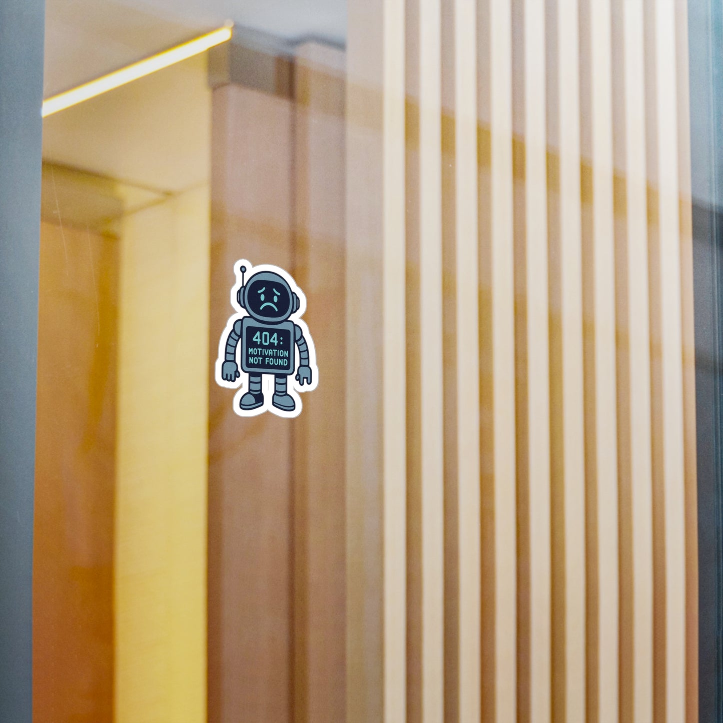 Robot Motivation Vinyl Decals, Cute Stickers for Laptop, Phone, Car, Gift for Tech Lovers, 404 Motivation Not Found Humor