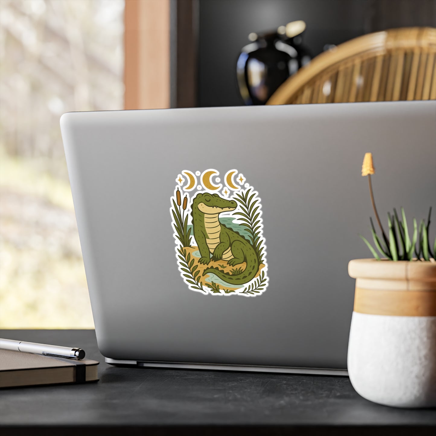 Charming Alligator Kiss-Cut Vinyl Decals, Aesthetic Stickers for Decorating Laptops, Water Bottles, Journals, and More