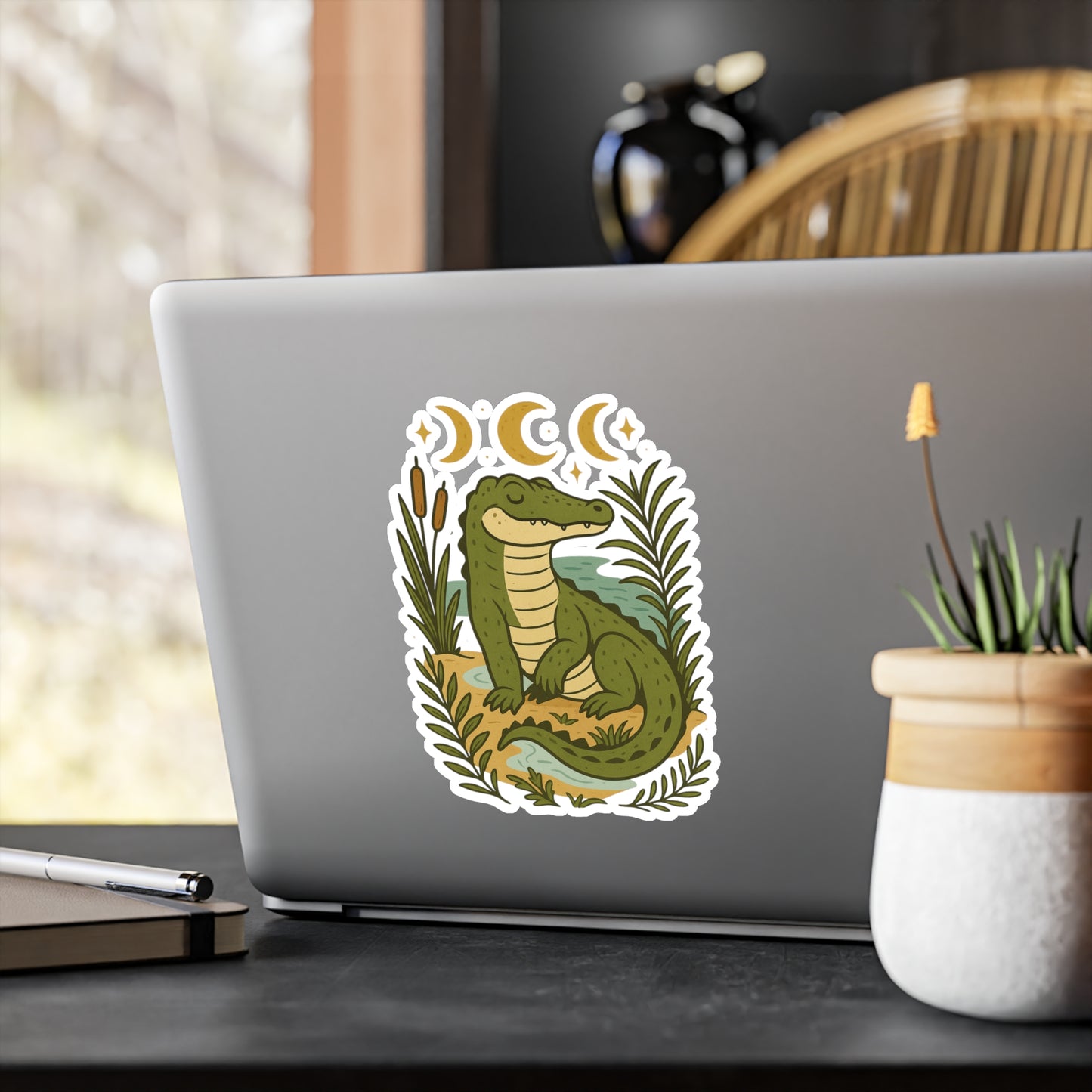 Charming Alligator Kiss-Cut Vinyl Decals, Aesthetic Stickers for Decorating Laptops, Water Bottles, Journals, and More