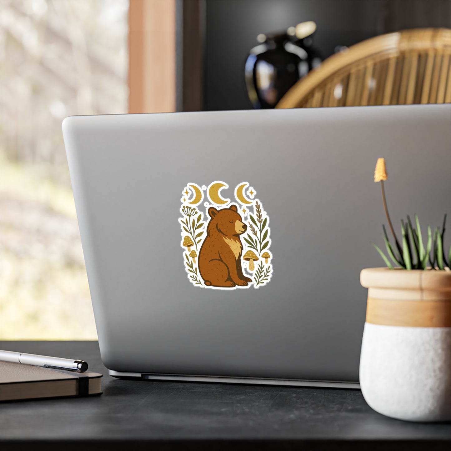 Nature-Inspired Spirit Bear Vinyl Decals | Cozy Home Decor, Laptop Stickers, Gift for Wilderness Lovers, Boho Style, Forest Aesthetic
