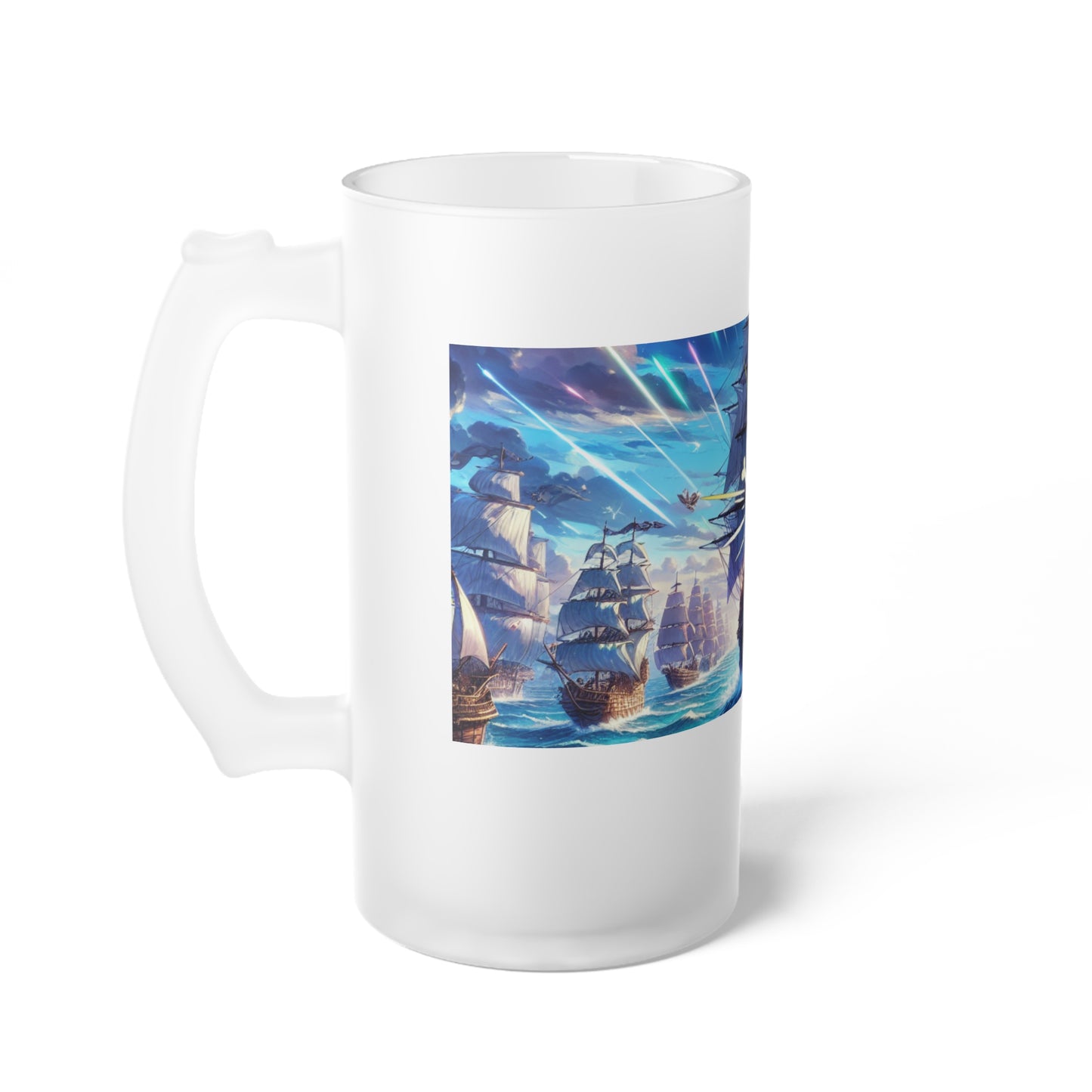 Sun Veiled Pirates Frosted Glass Beer Mug 16oz