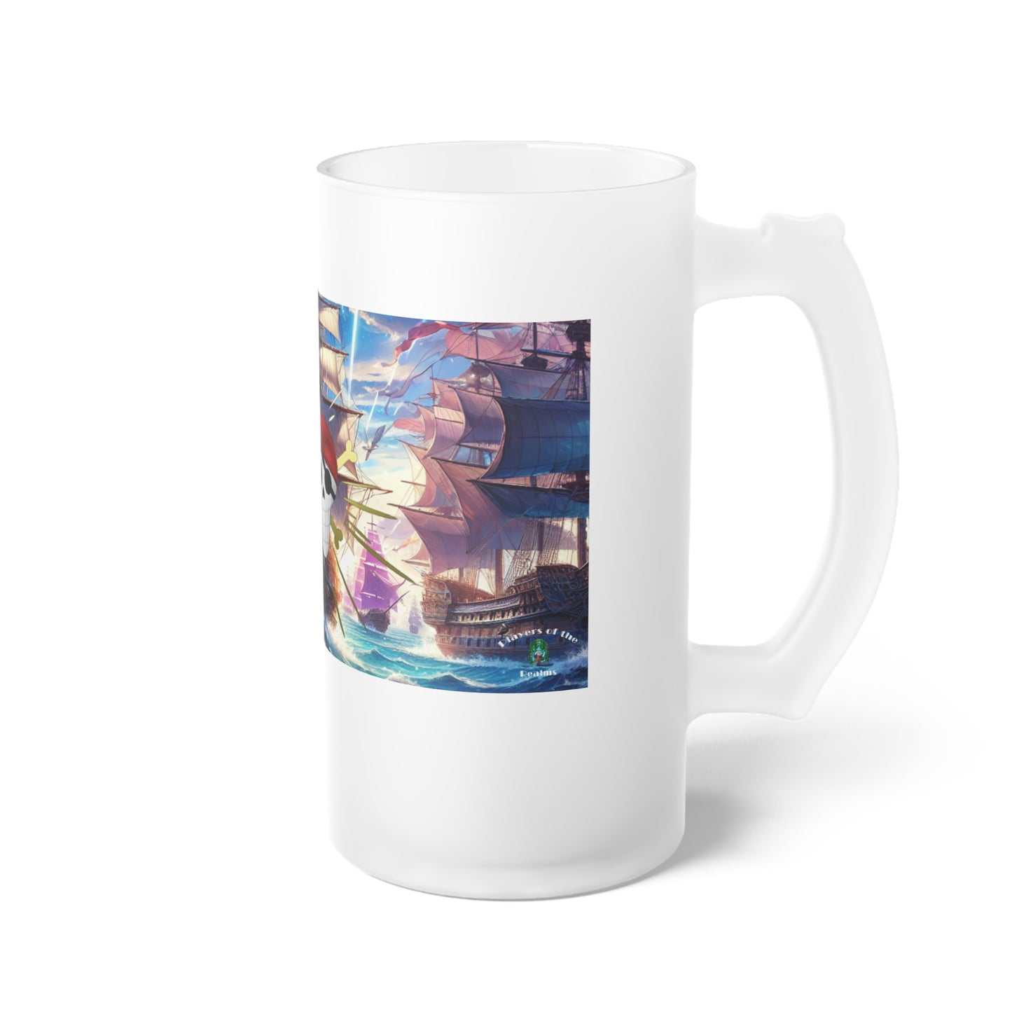 Sun Veiled Pirates Frosted Glass Beer Mug 16oz