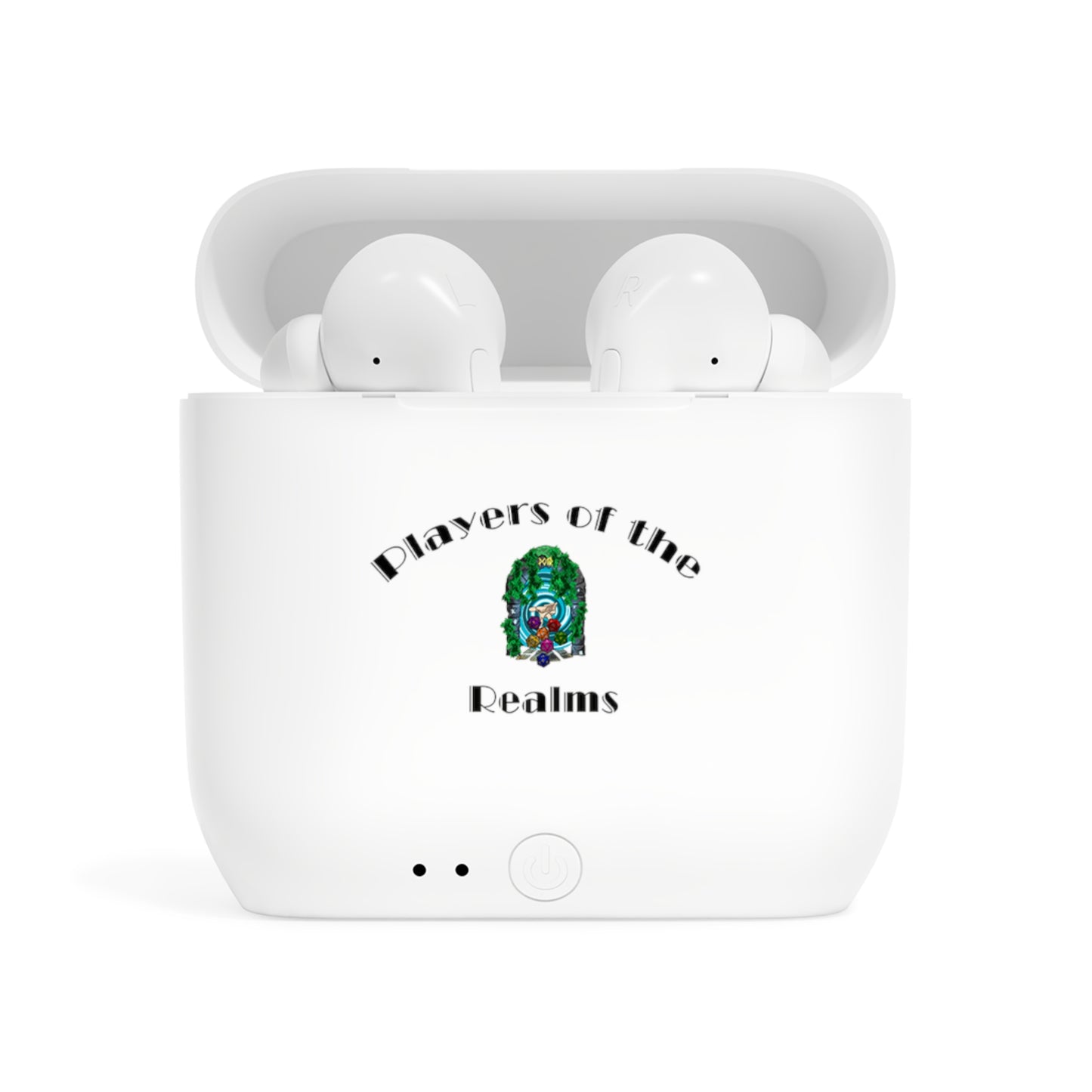 Stylish Wireless Earbuds Case - Players of the Realms Design, Earbud Holder, Tech Accessory, Gamer Gift, Personalized Earbud Case