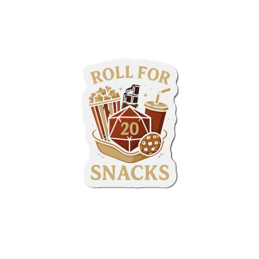 Roll for Snacks Die-Cut Magnets - Perfect for Gamers, Snack Lovers, D&D Enthusiasts, Home Decor, Fridge Art, Gifts for Friends