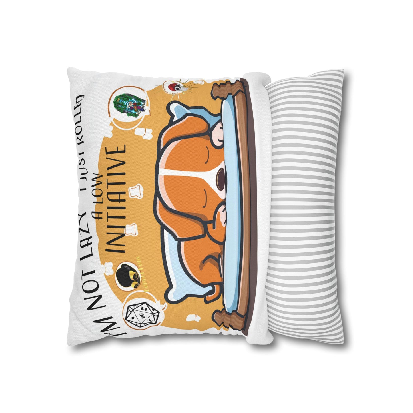 Cute Dog Sleeping Pillowcase - "I'm Not Lazy, I Just Rolled a Low Initiative"
