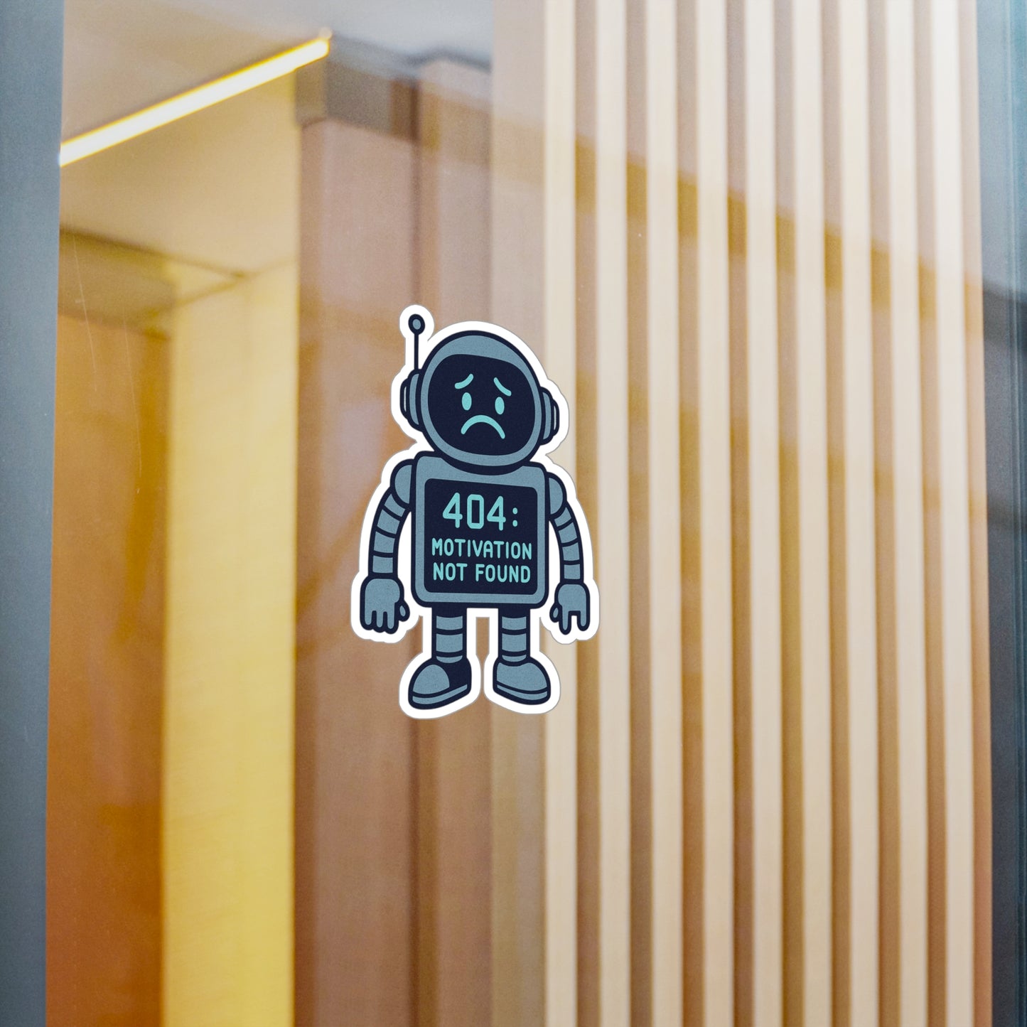 Robot Motivation Vinyl Decals, Cute Stickers for Laptop, Phone, Car, Gift for Tech Lovers, 404 Motivation Not Found Humor