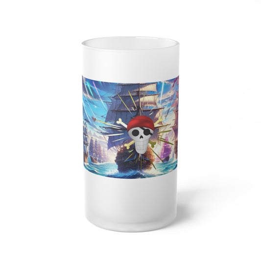 Sun Veiled Pirates Frosted Glass Beer Mug 16oz