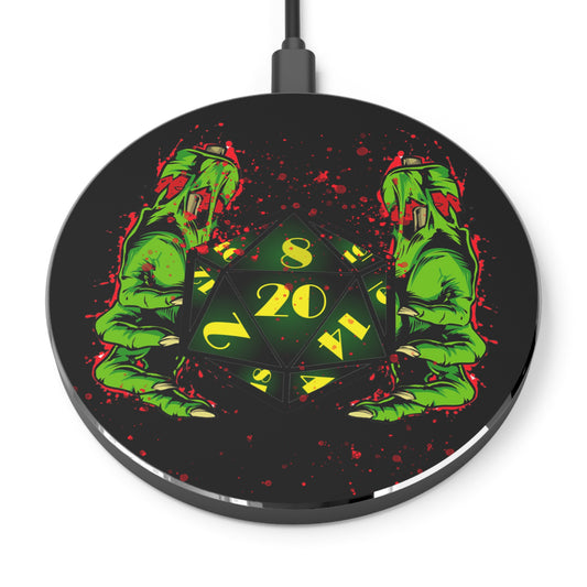 D20 Zombie Wireless Charger - Gaming Gift, Geek Accessory, Multifunctional Desk Decor, Personalized Gaming Gear, Fast Charging Station