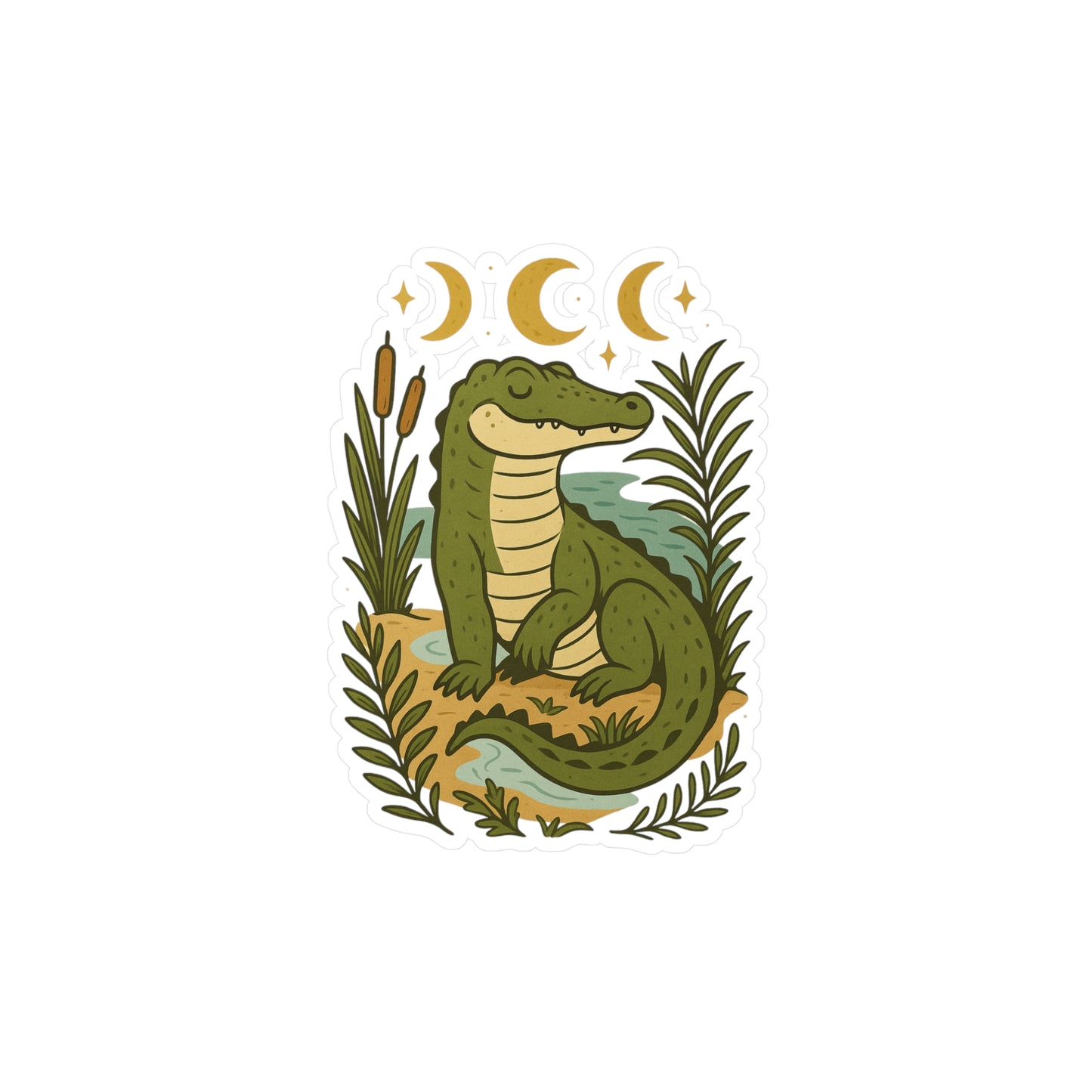 Charming Alligator Kiss-Cut Vinyl Decals, Aesthetic Stickers for Decorating Laptops, Water Bottles, Journals, and More