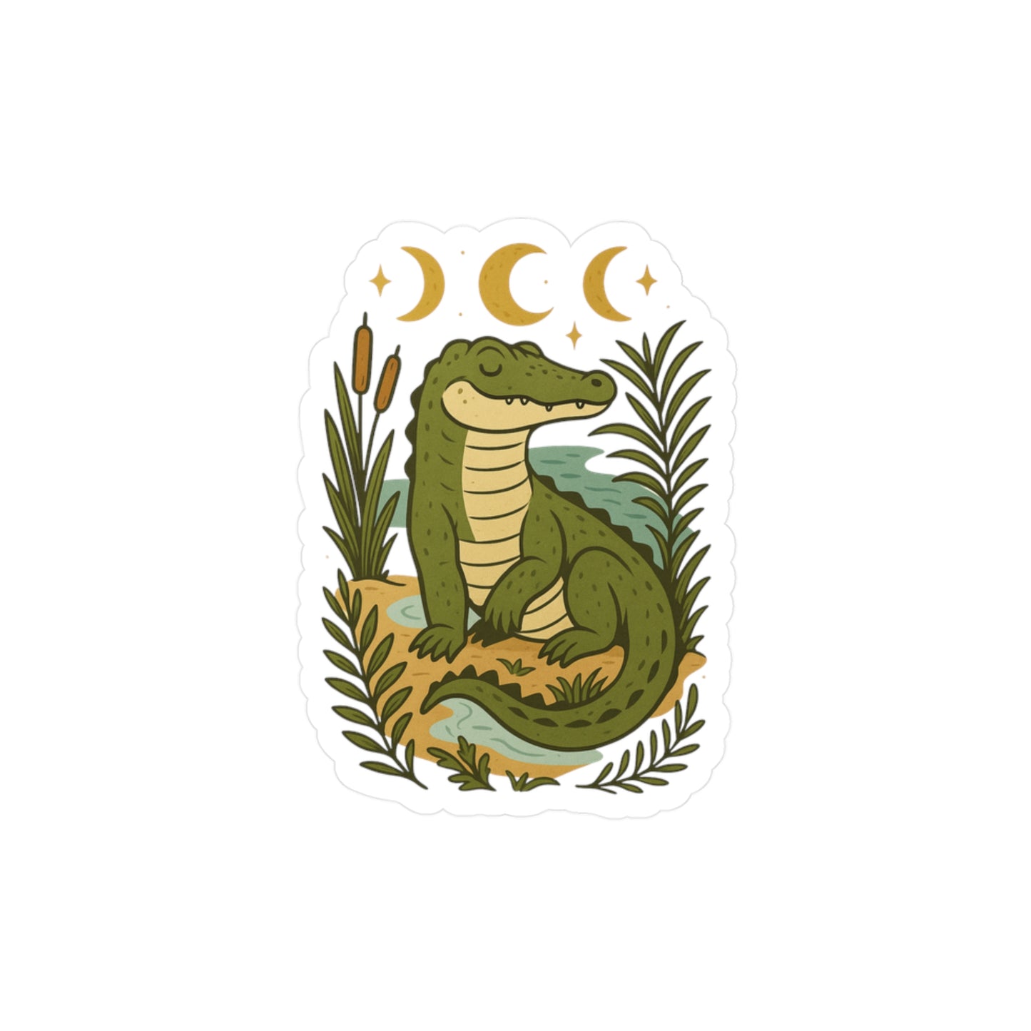 Charming Alligator Kiss-Cut Vinyl Decals, Aesthetic Stickers for Decorating Laptops, Water Bottles, Journals, and More