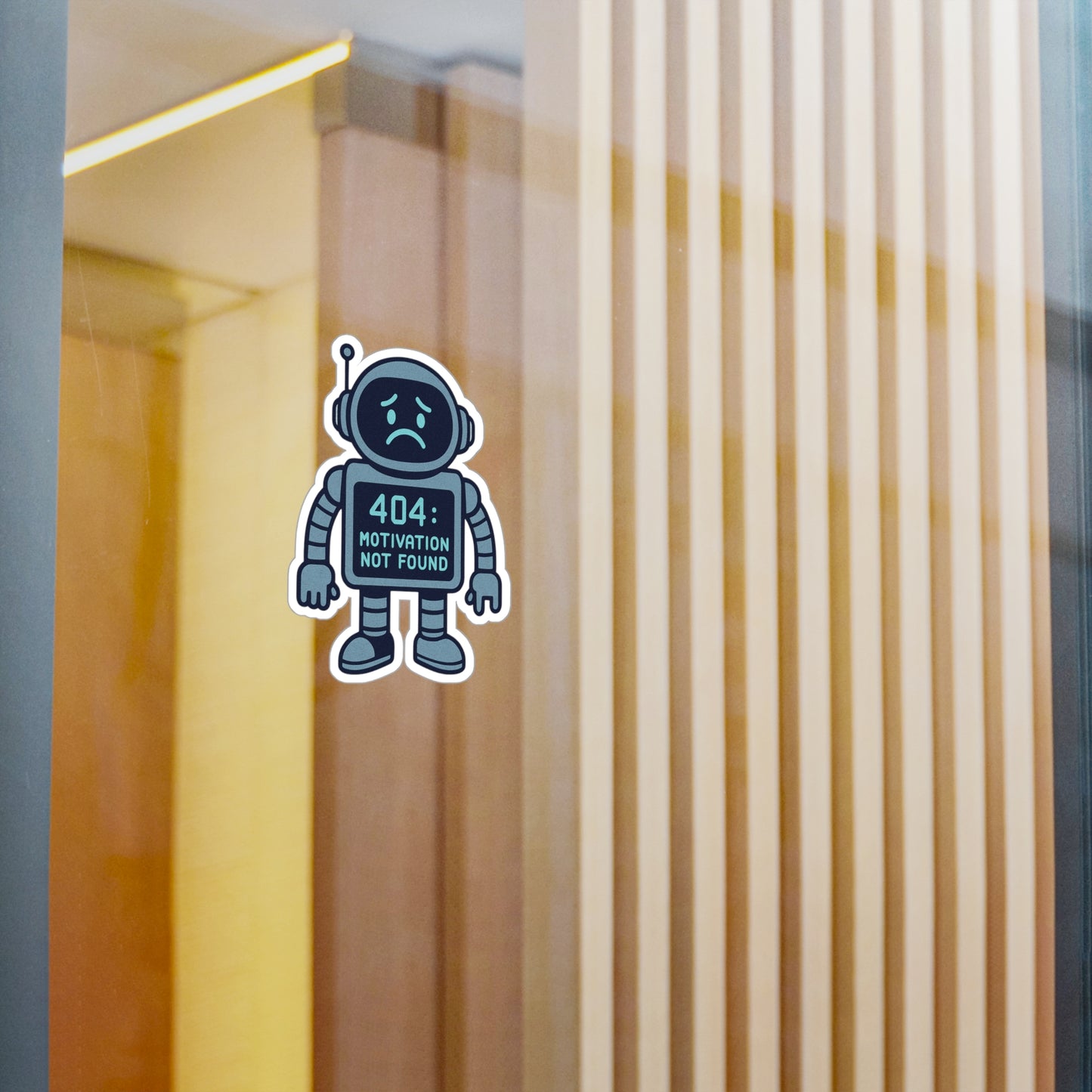 Robot Motivation Vinyl Decals, Cute Stickers for Laptop, Phone, Car, Gift for Tech Lovers, 404 Motivation Not Found Humor