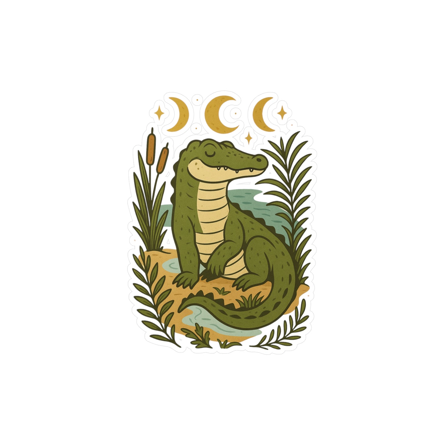 Charming Alligator Kiss-Cut Vinyl Decals, Aesthetic Stickers for Decorating Laptops, Water Bottles, Journals, and More